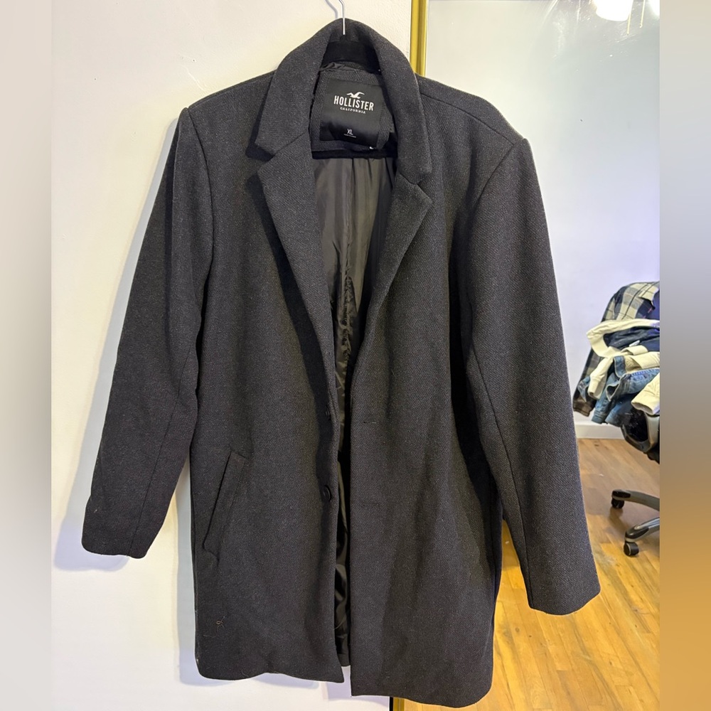 Hollister Men's Dark Gray Trench Coat